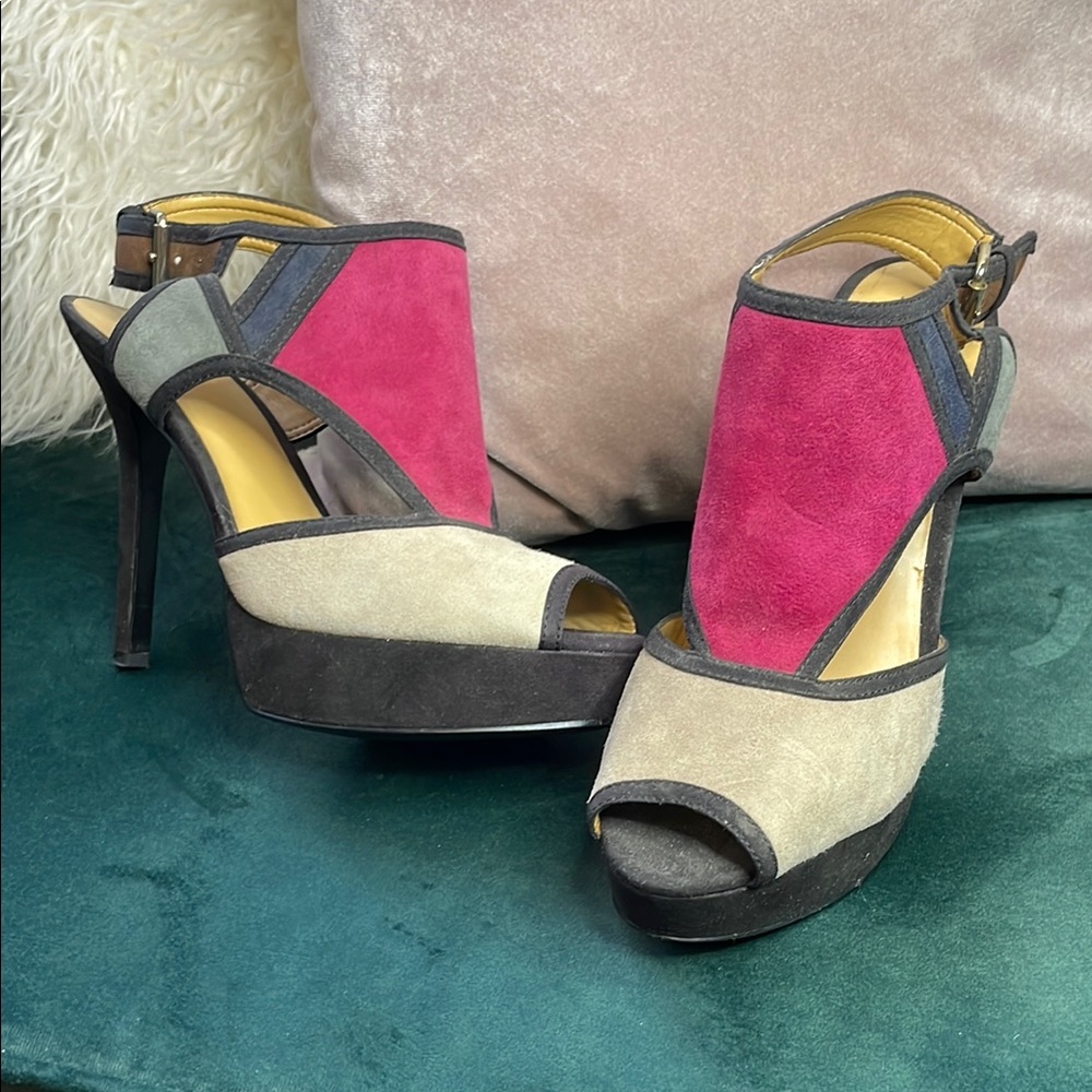 Stylish Pink and Gray Women's Heels